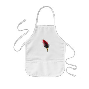 Red feather pen with gold nib kids apron