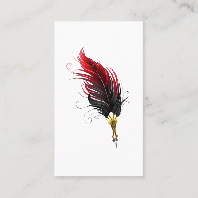 Red feather pen with gold nib loyalty card (Front)
