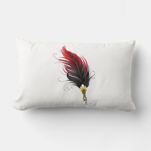 Red feather pen with gold nib lumbar pillow
