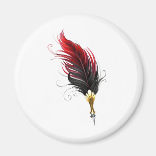 Red feather pen with gold nib magnet