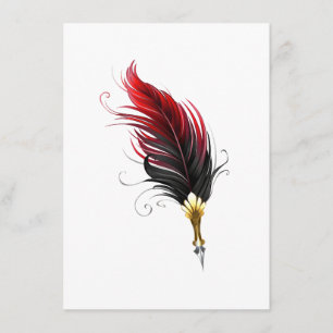 Red feather pen with gold nib menu