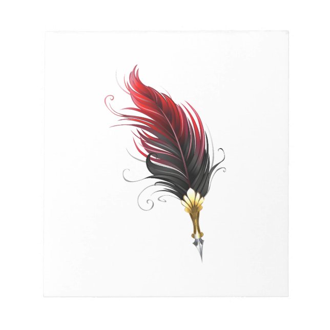 Red feather pen with gold nib notepad (Front)
