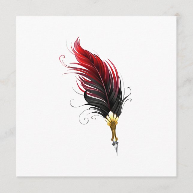 Red feather pen with gold nib program (Front)