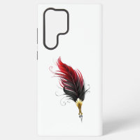 Red feather pen with gold nib