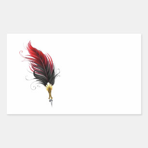 Red feather pen with gold nib sticker