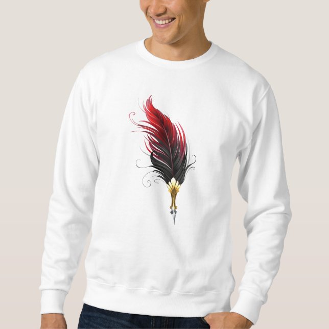 Red feather pen with gold nib sweatshirt (Front)