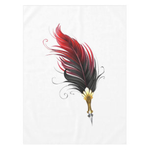Red feather pen with gold nib tablecloth