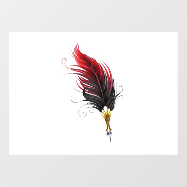 Red feather pen with gold nib window cling (Sheet)