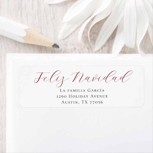 Red Feliz Navidad Mail Return Address Label (En situation)