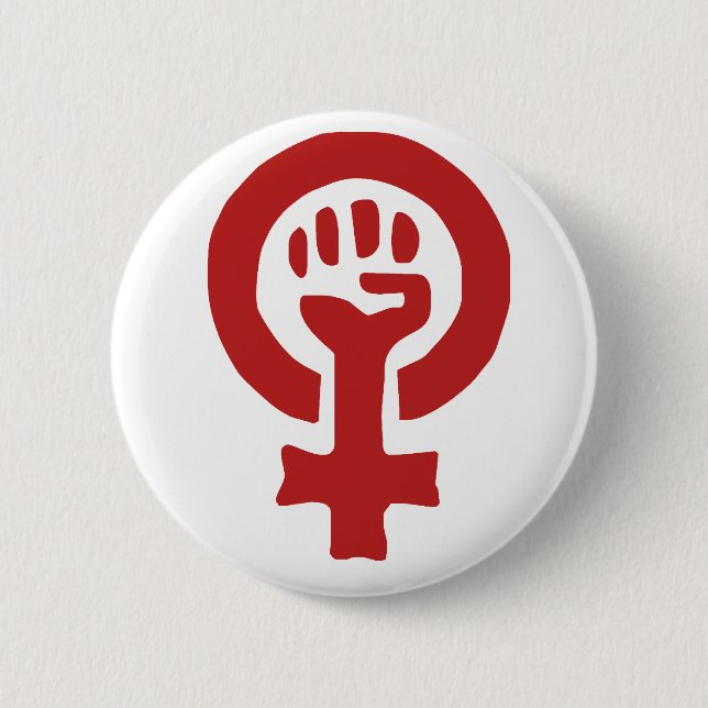 Red Feminism Symbol 2 Inch Round Button (Front)