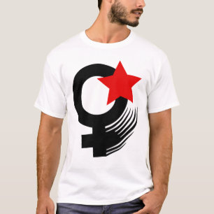Red Feminist Action Style on White T-Shirt
