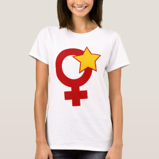 Red Feminist on White Baby Doll T-Shirt