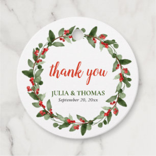 Red Festive Berry Christmas   Wedding Thank You  Favour Tags