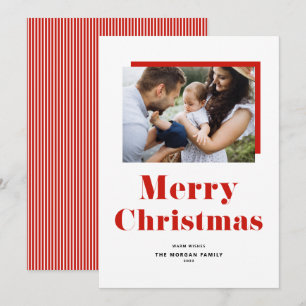 Red Festive Bold Typography Christmas Photo Holiday Card