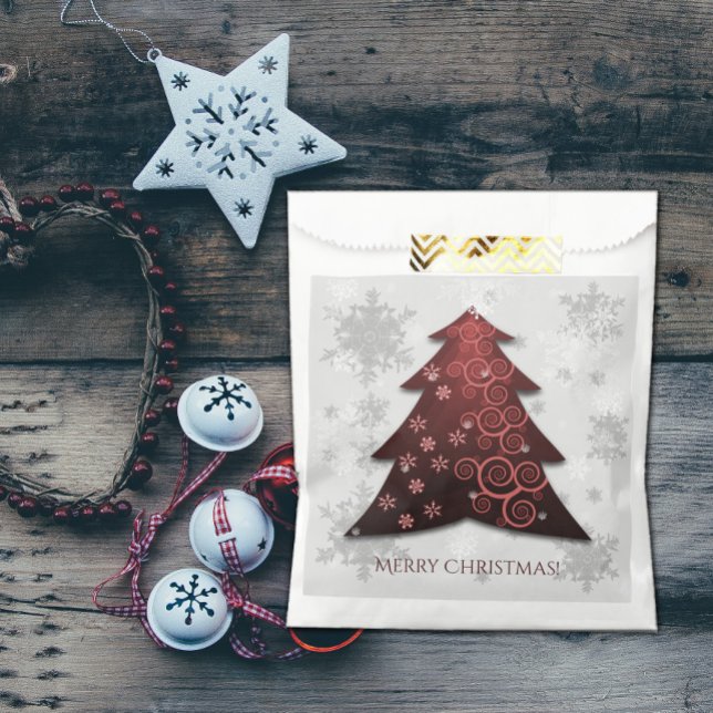 Red Festive Christmas Tree Favour Bag (Red Festive Christmas Tree Favor Bags)