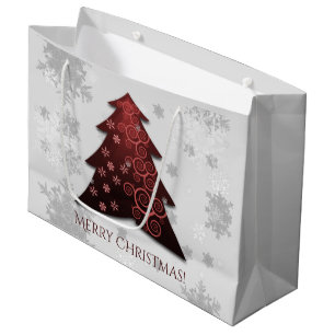 Red Festive Christmas Tree Gift Bag