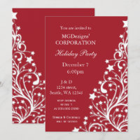 red festive Corporate holiday party Invites