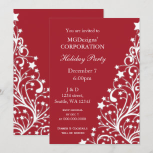 red festive Corporate holiday party Invites