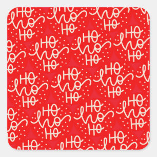 Red Festive Ho Ho Ho Christmas Holiday Square Sticker