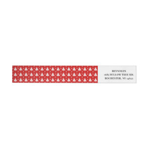  Red Festive Holiday Christmas  Wrap Around Label