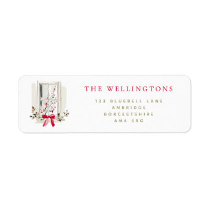 Red Festive Holiday Window Return Address Label