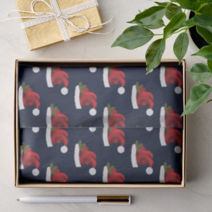 Red Festive Santa Hat On Blue Pattern Tissue Paper