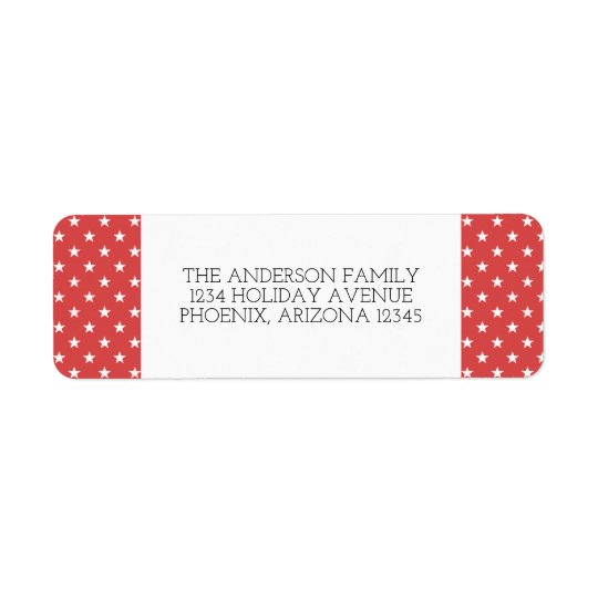 Red Festive Stars Holiday Address Labels