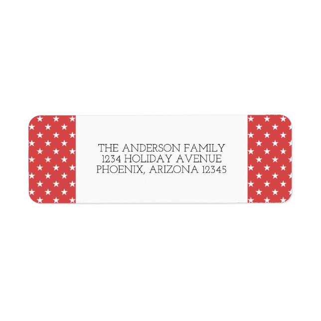 Red Festive Stars Holiday Address Labels (Front)
