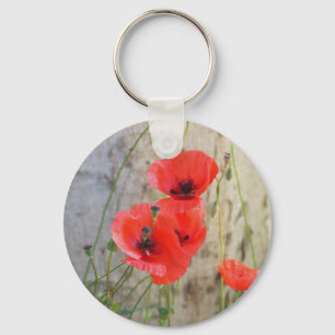 Red Field Corn Poppies Keychain