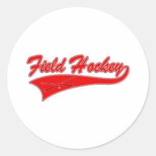 Red Field Hockey Classic Round Sticker