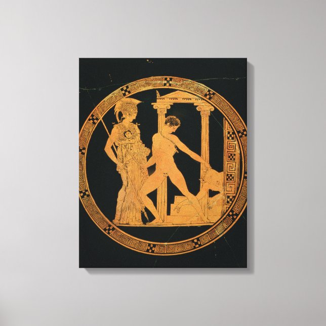 Red-figure cup depicting Athena, Theseus Canvas Print (Front)