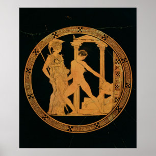 Red-figure cup depicting Athena, Theseus Poster