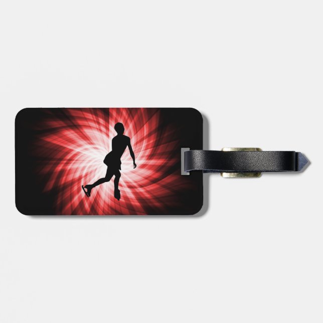 Red Figure Skating Luggage Tag (Back Horizontal)