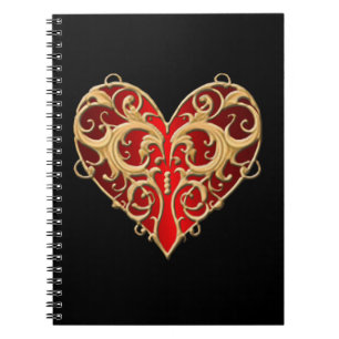 Red Filigree Heart Notebook