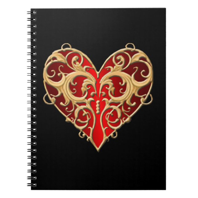 Red Filigree Heart Notebook (Front)