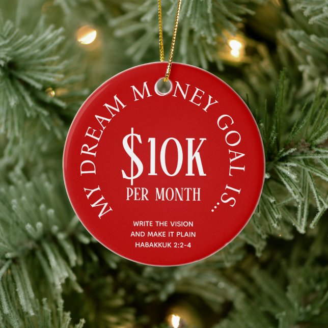 Red Financial Income Goals Ceramic Ornament (Tree)