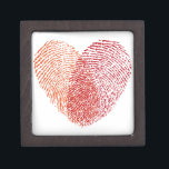 Red fingerprint heart design keepsake box<br><div class="desc">Red fingerprint heart for Valentine's day,  anniversary,  engagement or wedding invitation,  wedding gift</div>