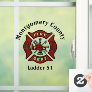 Red Fire Department Logo Custom  Window Cling