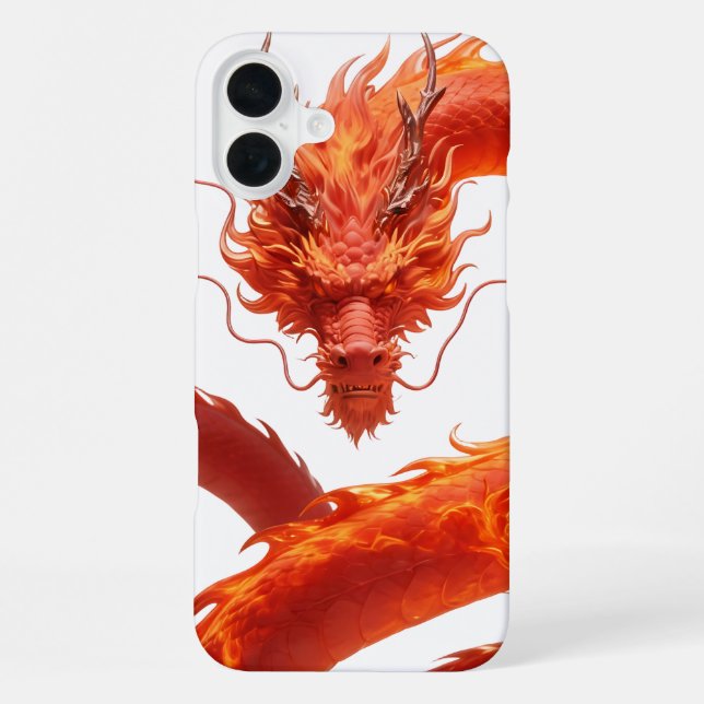 Red Fire Dragon Art | Mythical Flame Dragon Design iPhone Case (Back)