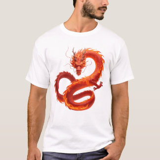 Red Fire Dragon Art | Mythical Flame Dragon Design T-Shirt