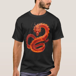 Red Fire Dragon Art   Mythical Flame Dragon Design T-Shirt