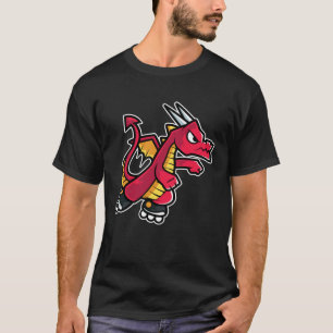Red Fire Dragon Retro Roller Skate T-Shirt