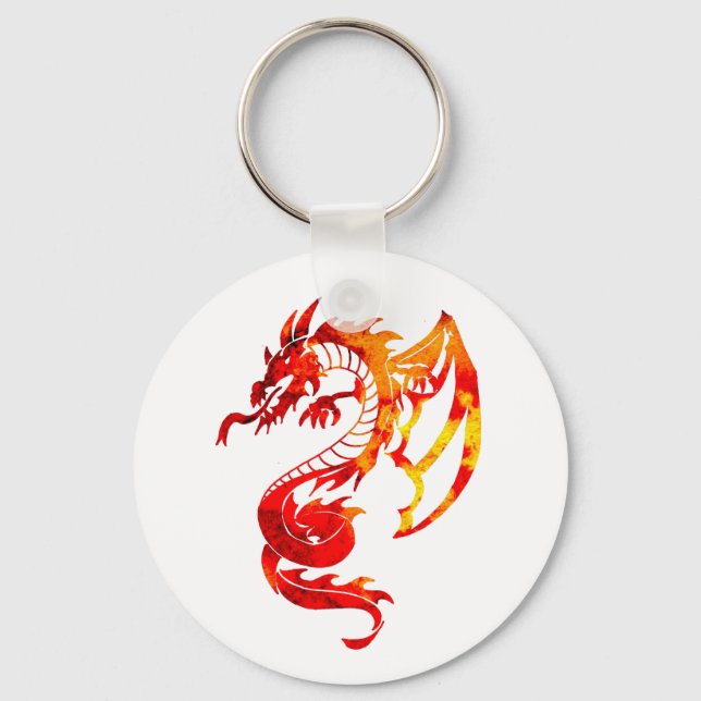 Red Fire Dragon Tattoo Keychain (Front)