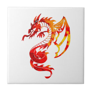 Red Fire Dragon Tattoo Tile