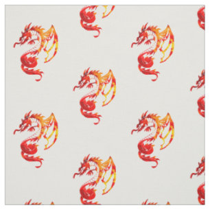 Red Fire Dragons Pattern Fabric