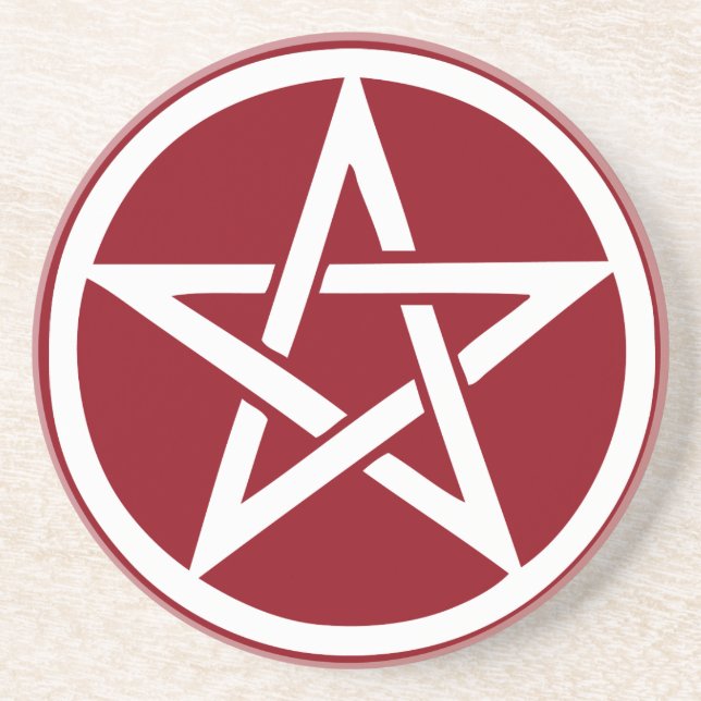 Red Fire Element Pentacle Altar Tile Coaster (Front)