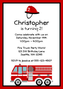 fire truck birthday invitations announcements zazzle ca