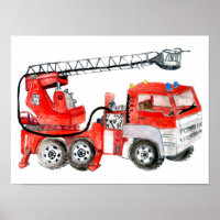 Red fire engine, fire truck illustration
