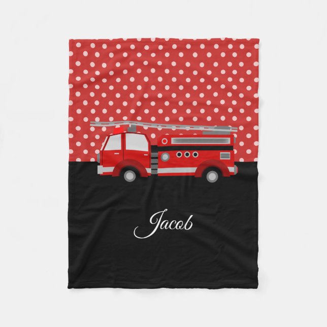 Red Fire Engine Fleece Blanket (Front)