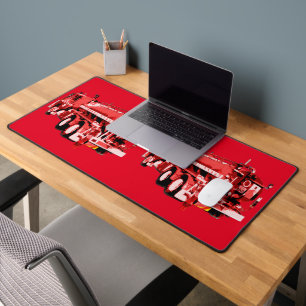 Red Fire Engine Oil Paint, Desk Mat